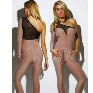 Bodycon pants jumpsuit one sleeve